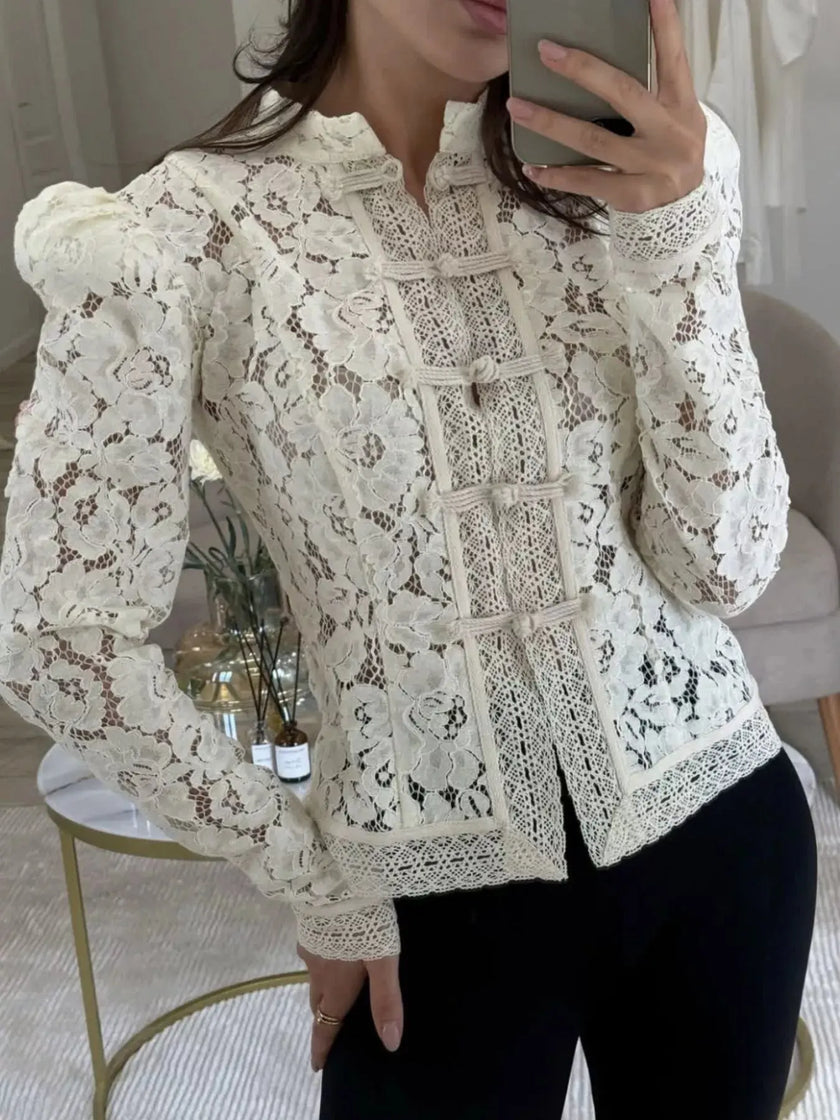 Lace Button-Up Shirt  Style Ratio
