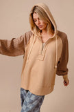 BiBi Half Zip French Terry Hoodie with Kint Sleeves  Style Ratio