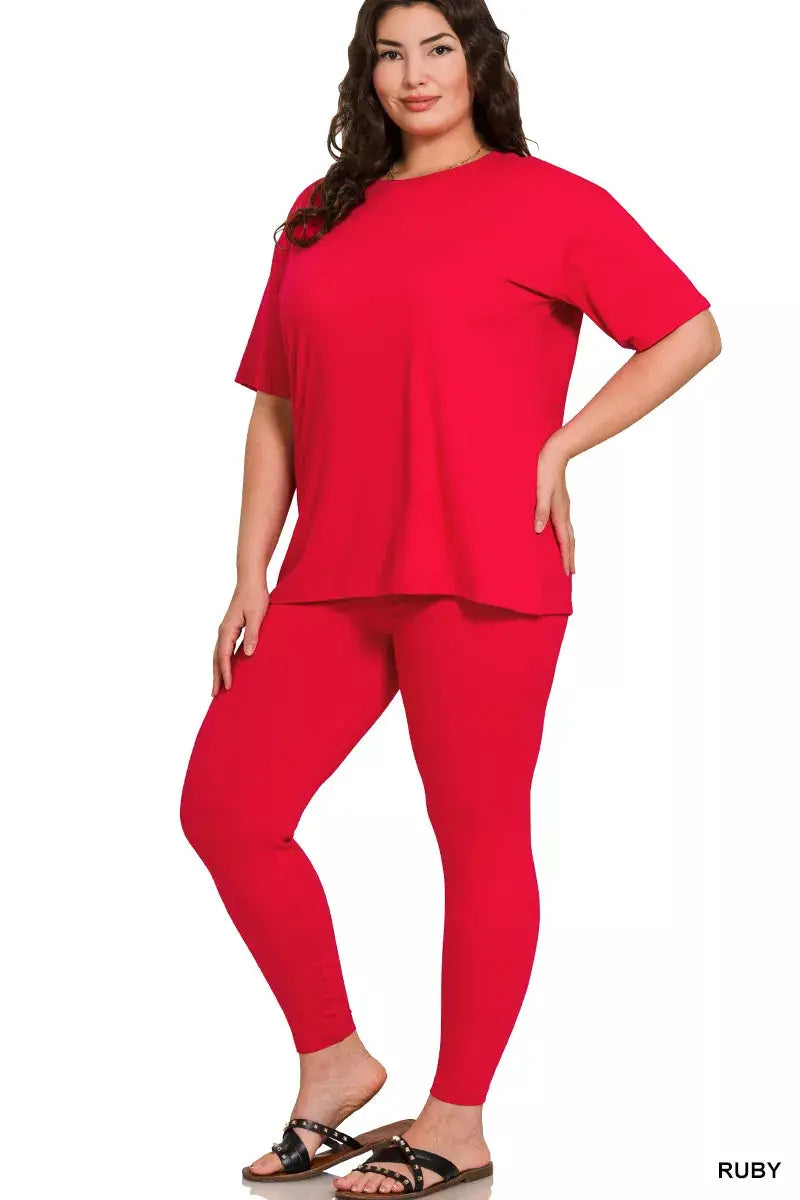 Zenana Full Size Brushed Microfiber Short Sleeve Top and Pants Loungewear  Style Ratio