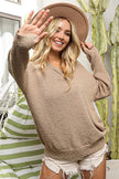 BiBi Raw Edged Popcorn Texture V-neck Sweater  Style Ratio