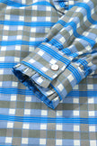 Plaid Long Sleeve Frilled Detail Half Button Blouse  Style Ratio