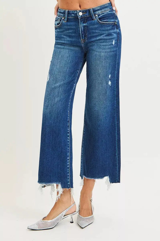 RISEN High Rise Raw Hem Crop Wide Leg Jeans  Style Ratio