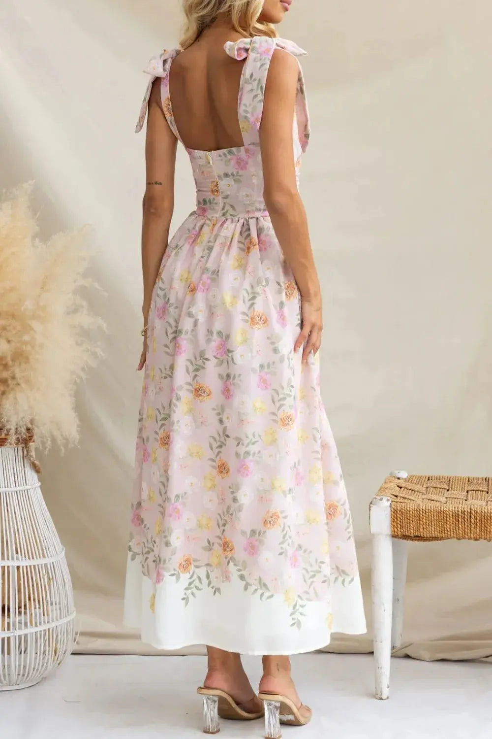 Printed Tie Shoulder Midi Cami Dress  Style Ratio