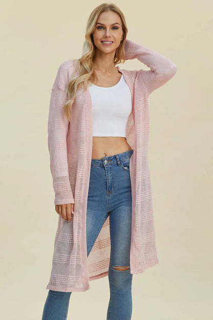 Double Take Open Front Longline Cardigan Trendsi