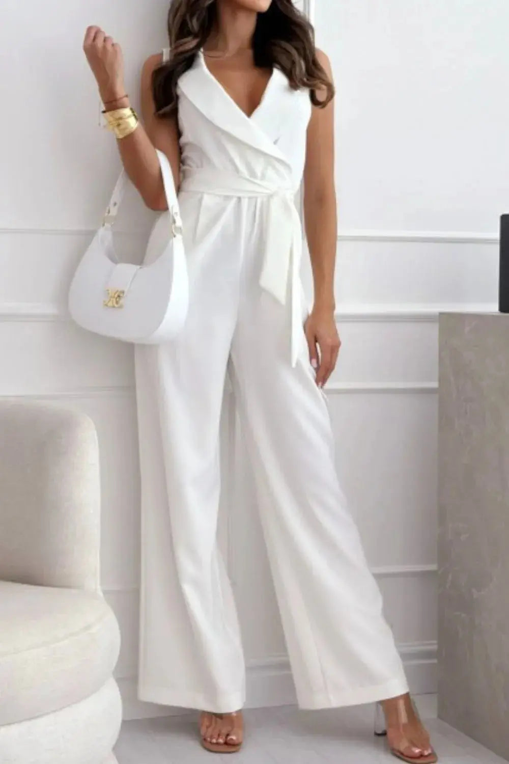 Surplice Sleeveless Jumpsuit  Style Ratio
