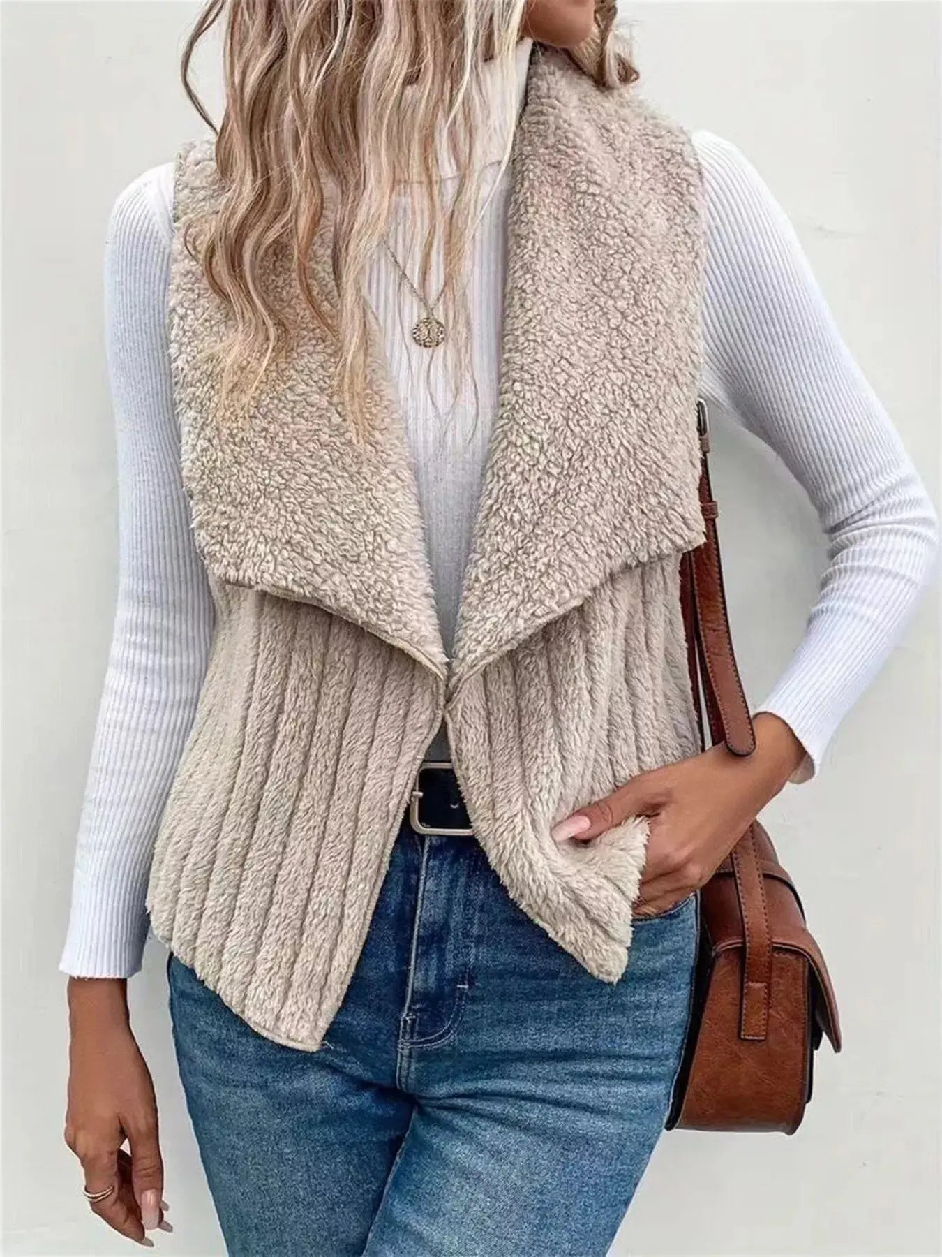 Cozy Fleece Open Front Vest  Style Ratio