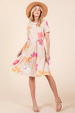 Bombom Floral Round Neck Short Sleeve Tiered Dress  Style Ratio