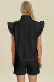 Double Take Full Size Texture Flounce Sleeve Top and Shorts Set  Style Ratio