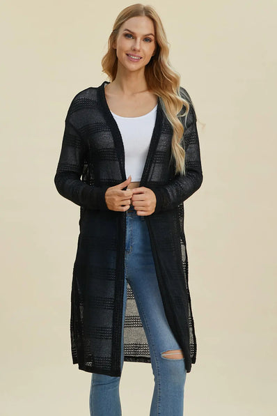 Double Take Open Front Longline Cardigan Trendsi