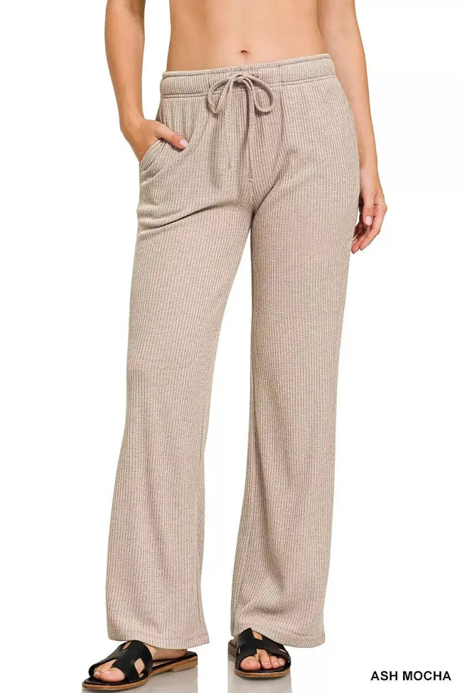 Zenana Ribbed Drawstring Lounge Pants  Style Ratio