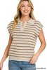 Zenana Viscose Striped Collared Sweater  Style Ratio