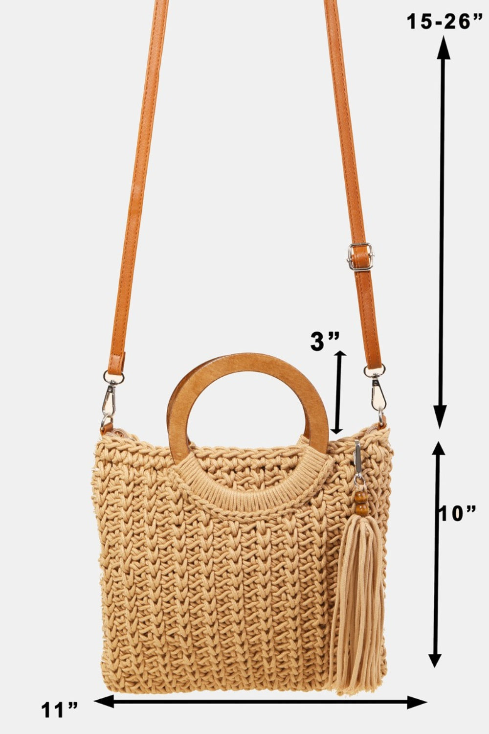 Knit Convertible Tote Bag with Tassel