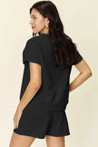 Double Take Full Size Texture Short Sleeve T-Shirt and Drawstring Shorts Set  Style Ratio
