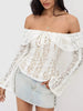 Off-Shoulder Lace Top with Bell Sleeves  Style Ratio