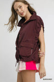 Umgee Drawstring Hem Nylon Vest with Pockets  Style Ratio