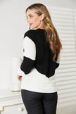 Woven Right Two-Tone Openwork Rib Knit Sweater  Style Ratio