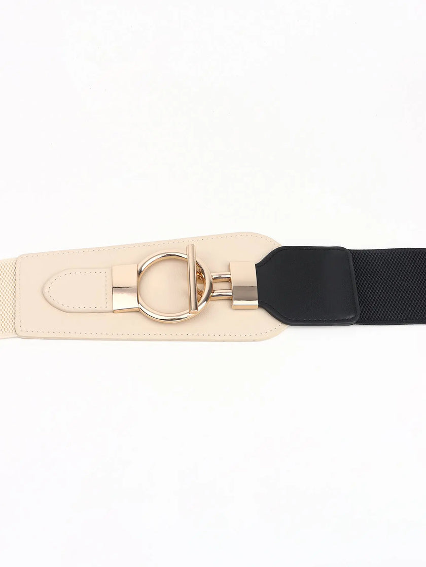 PU Elastic Wide Belt with Alloy Buckle  Style Ratio