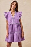 BiBi Gameday Theme Contrast Binding Ruffled Dress  Style Ratio