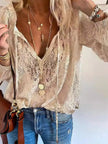 Lace Tie-Neck Blouse  Style Ratio