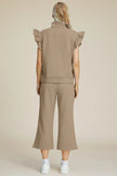 Double Take Full Size Texture Ruffle Short Sleeve Top and Wide Leg Pants Set  Style Ratio