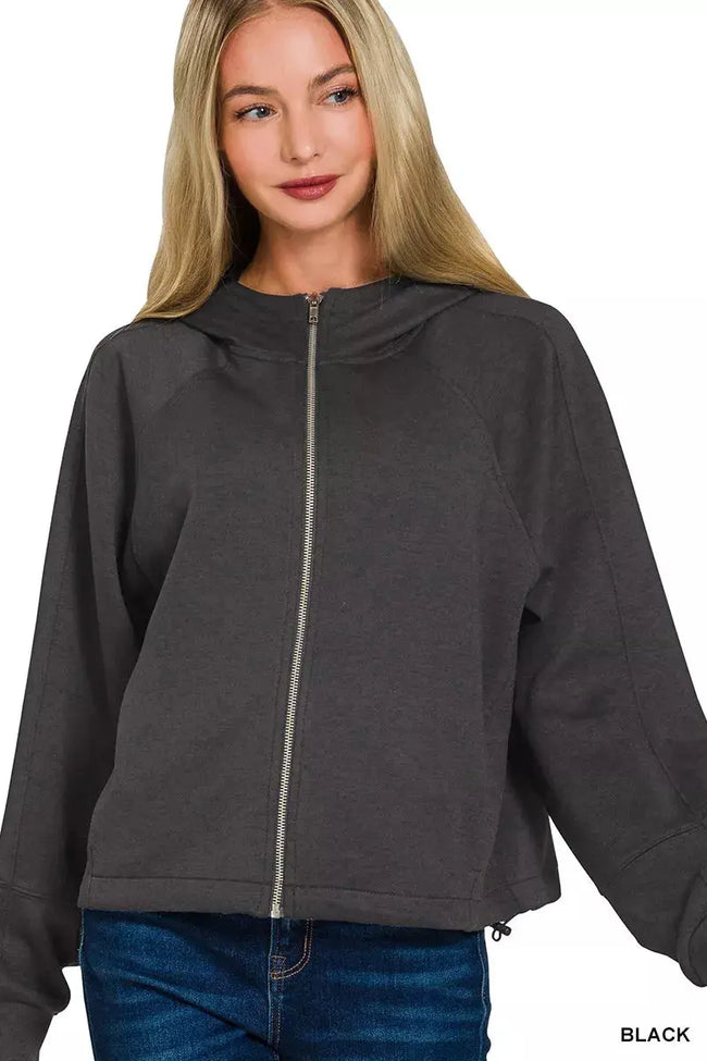 Zenana Soft Scuba Full Zip Hoodie  Style Ratio