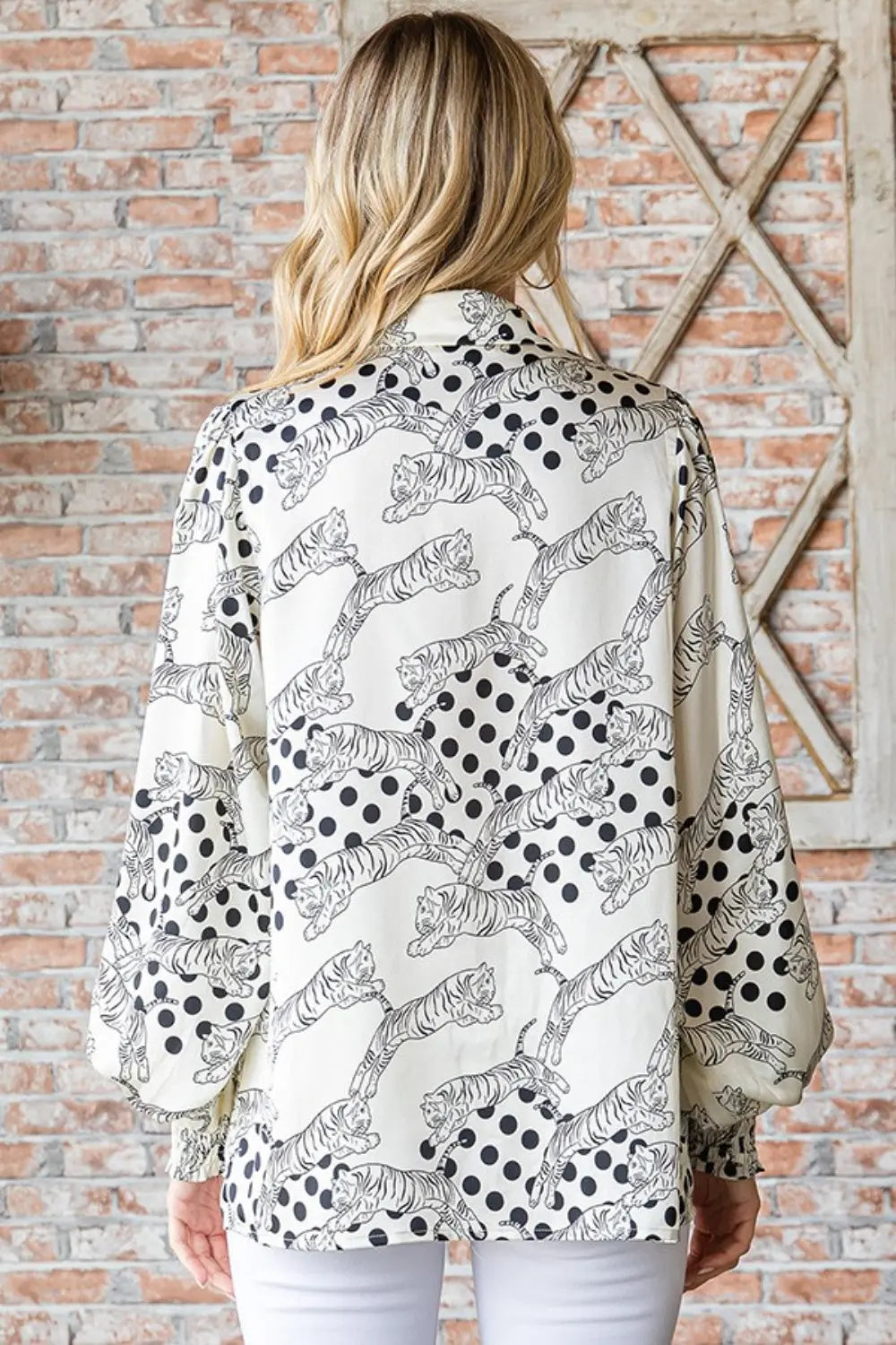First Love Tiger Print Satin Blouse  Style Ratio