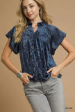 Umgee Crushed Velvet Pleated Blouse  Style Ratio