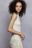 POL Round Neck Cropped Tank with Lace Trim  Style Ratio