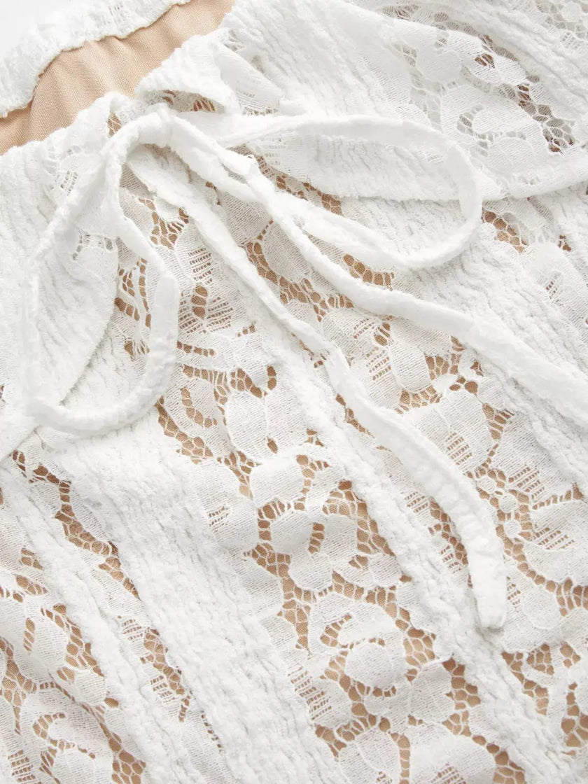 Off-Shoulder Lace Top with Bell Sleeves  Style Ratio