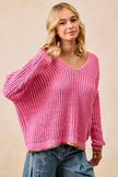 BiBi V Neck Sweater with Colorful Trim  Style Ratio