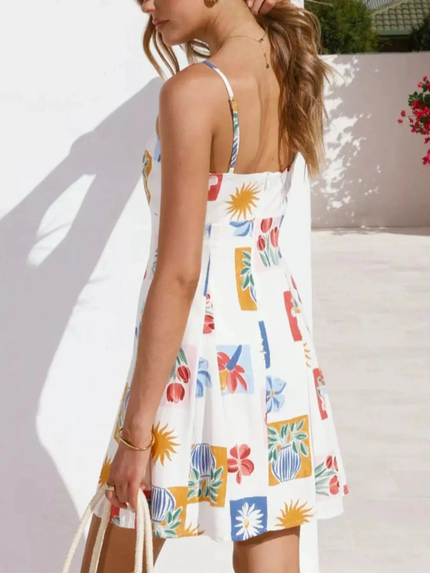 Floral Print Tie-Front Mini Dress  Style Ratio