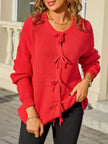 Ribbed Knit Bow Tie Cardigan  Style Ratio