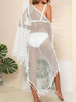 Tassel Openwork Open Front Cover-Up  Style Ratio