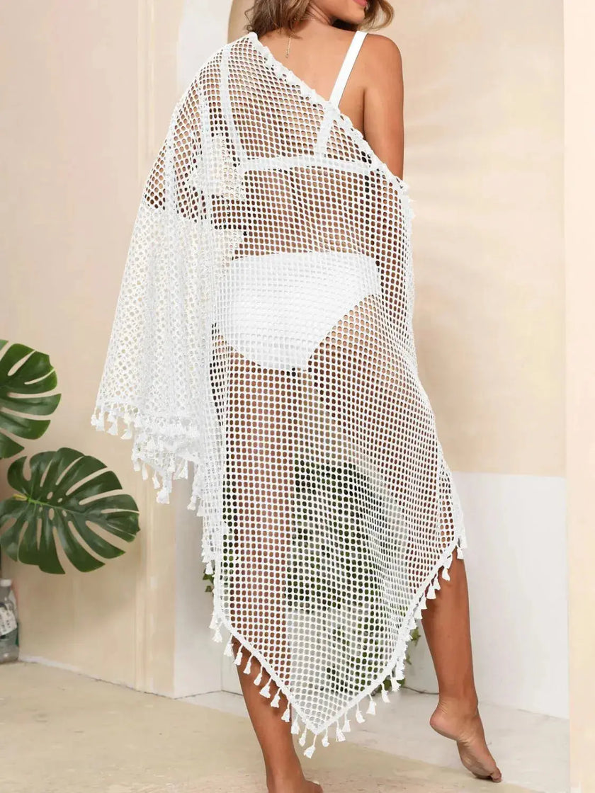 Tassel Openwork Open Front Cover-Up  Style Ratio