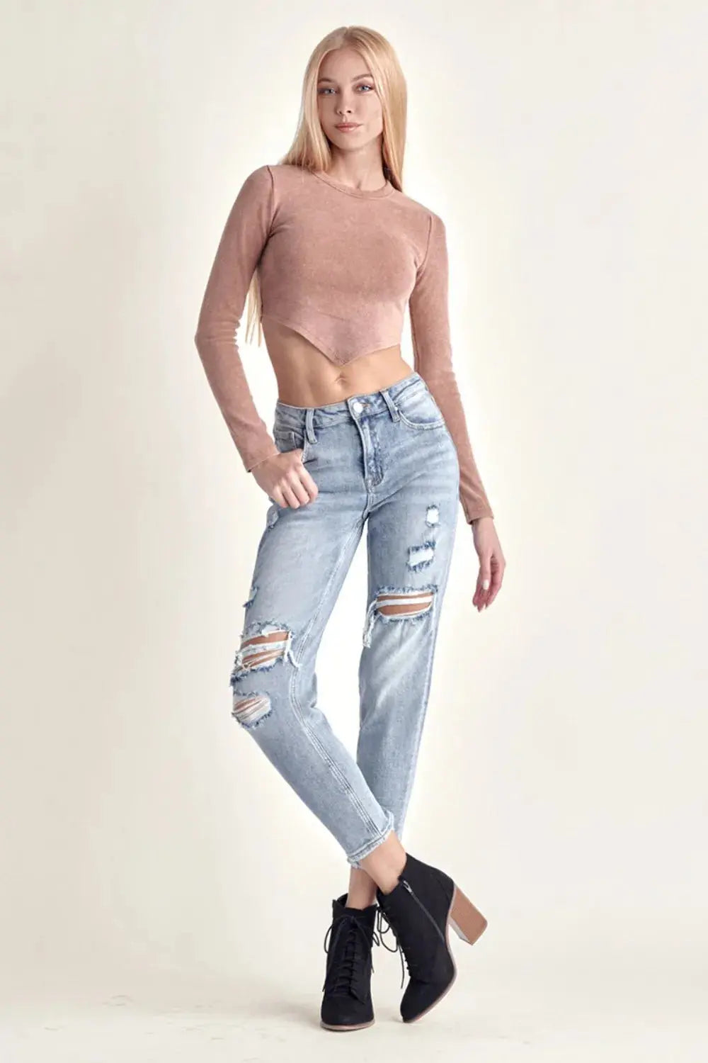 RISEN Distressed Slim Cropped Jeans  Style Ratio