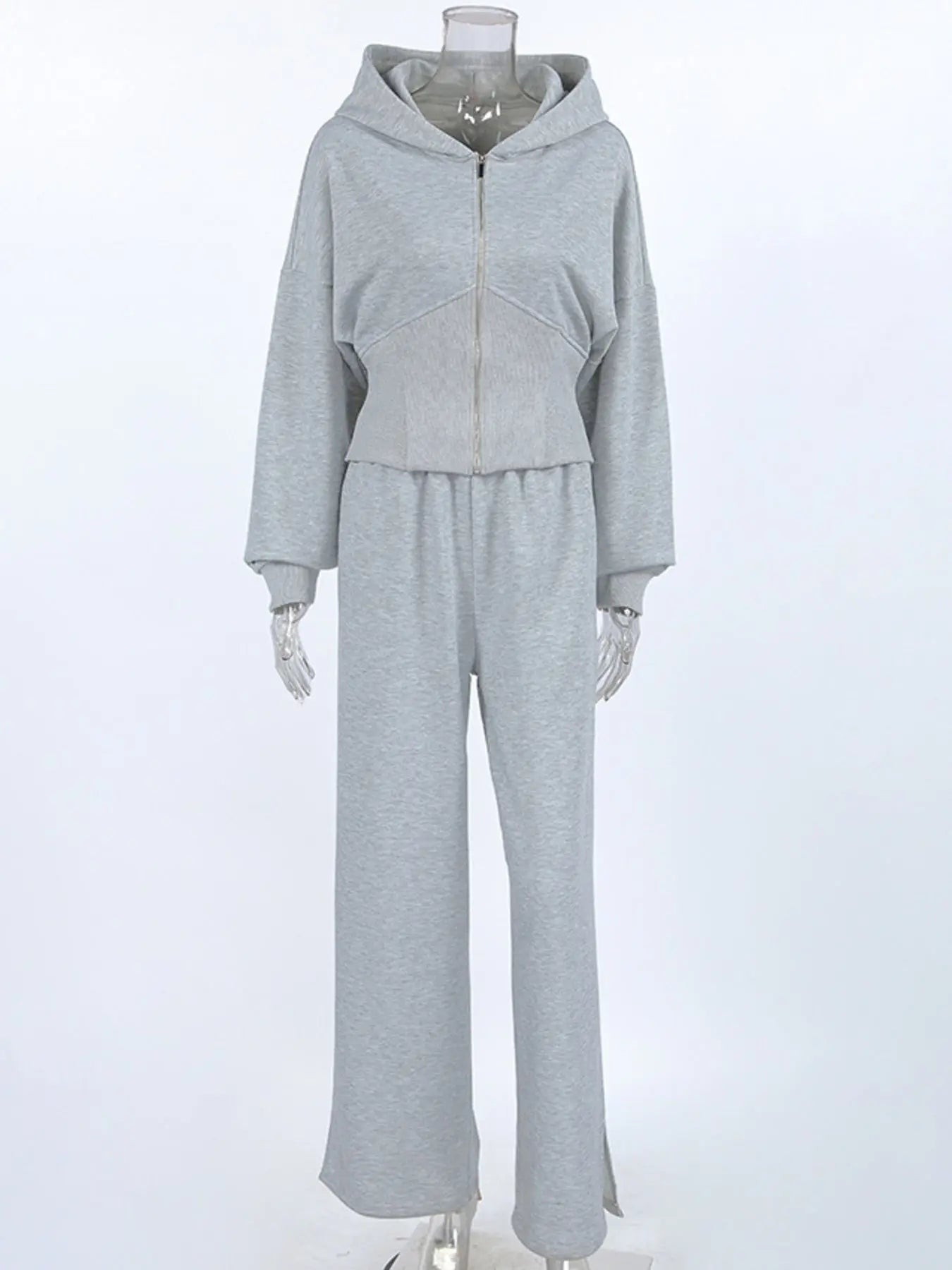Zip Up Hoodie & Wide Leg Pants Loungewear  Style Ratio