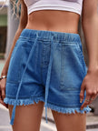 Denim Drawstring Raw Hem Denim Shorts  Style Ratio