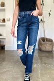 Judy Blue High Waist Rigid Magic Heavy Destroy Straight Jeans  Style Ratio