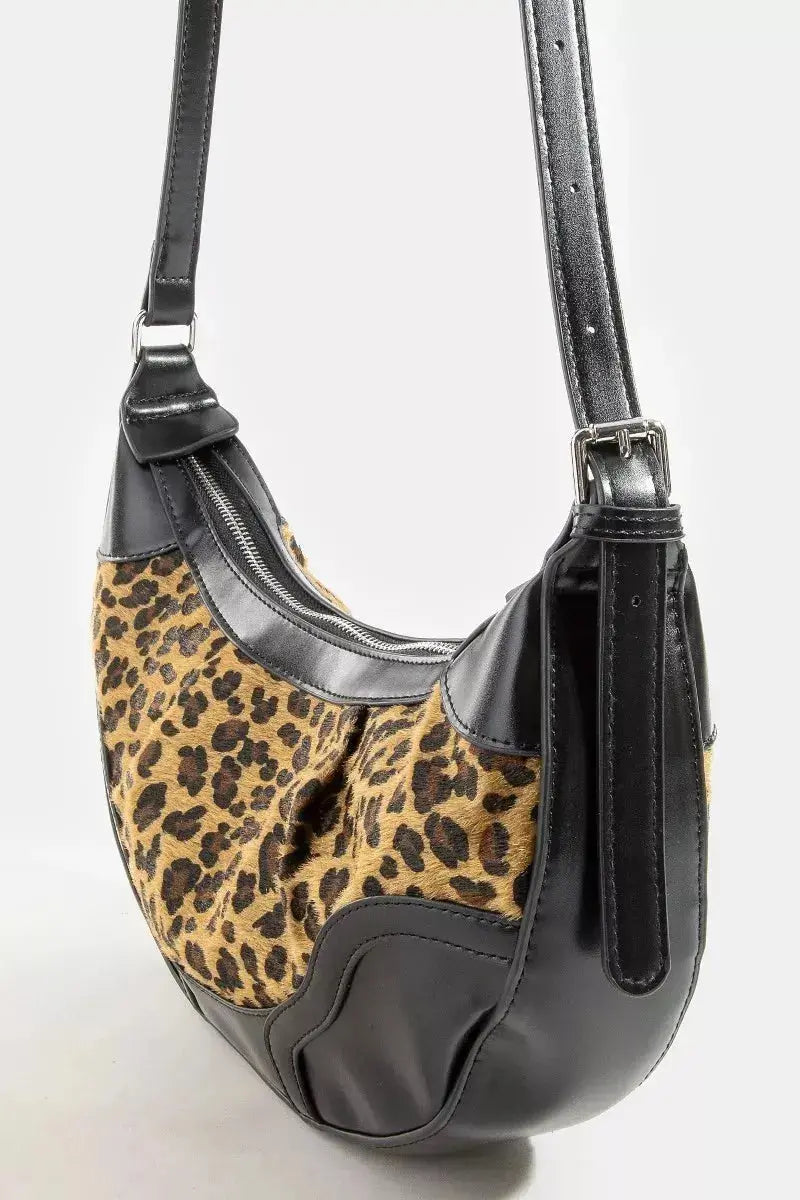 Fame Leopard Print Half Moon Shoulder Bag  Style Ratio