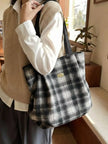 Plaid Pattern Casual Tote Bag  Style Ratio