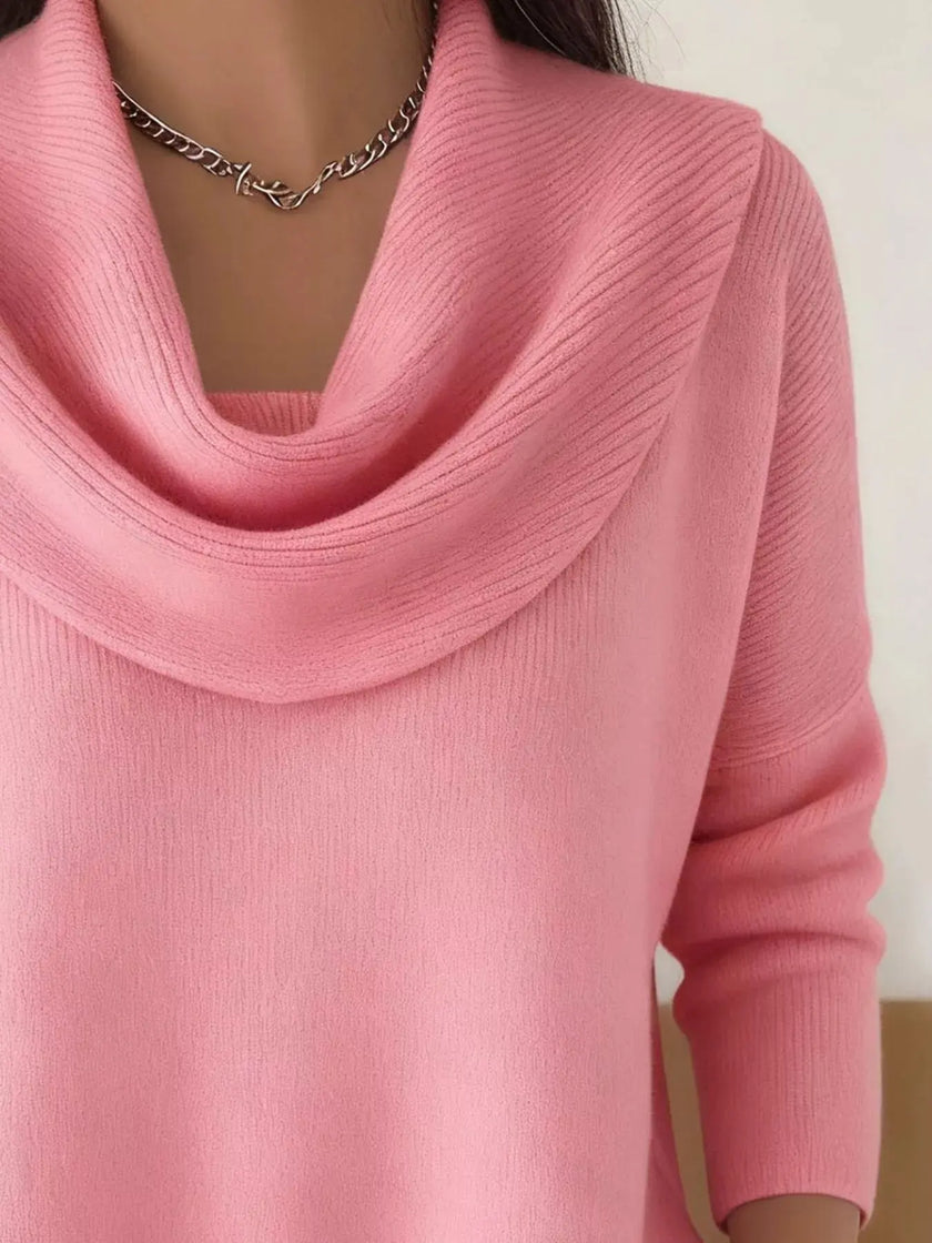 Drape Neck Long Sleeve Knit Top  Style Ratio