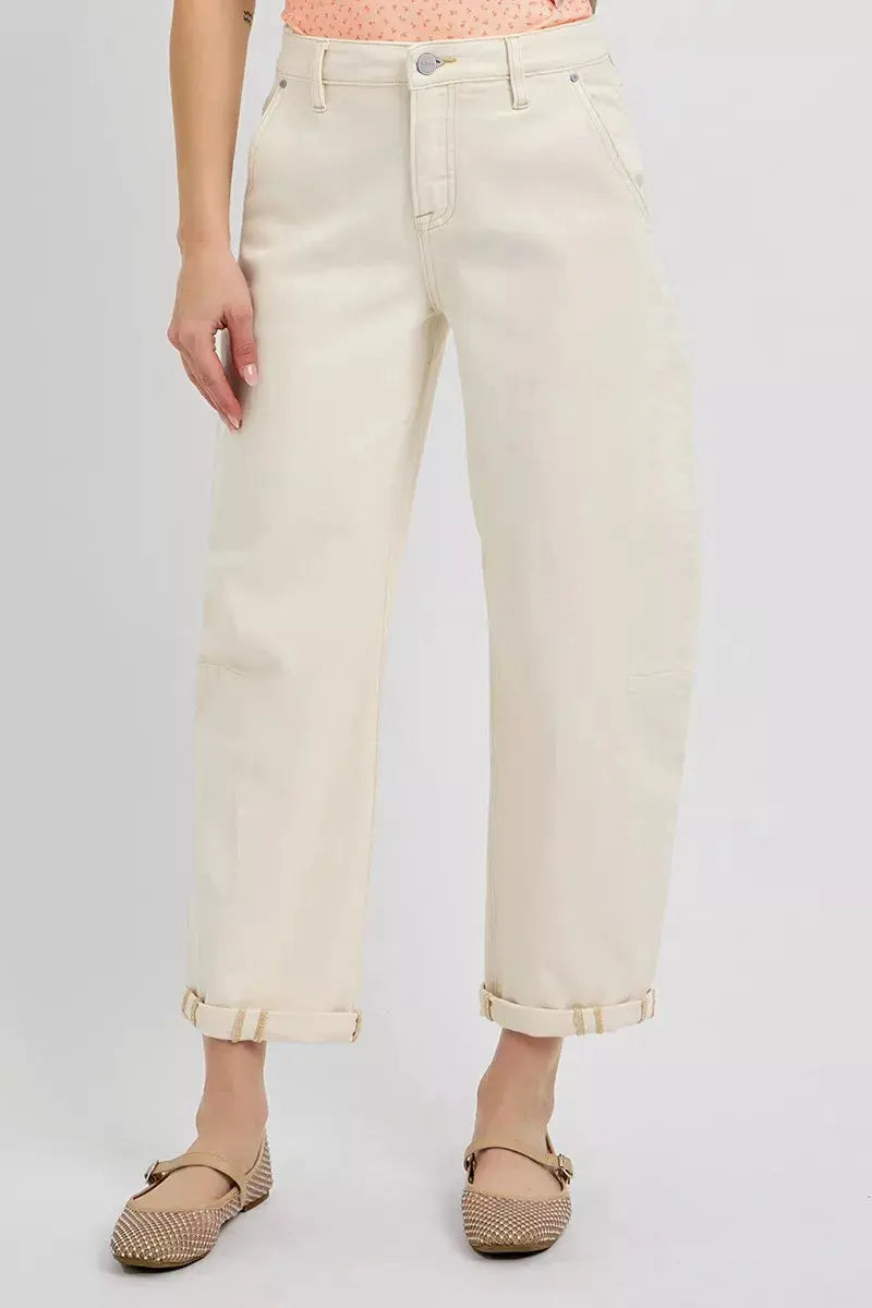 RISEN High Rise Relaxed Barrel Cuffed Jeans  Style Ratio