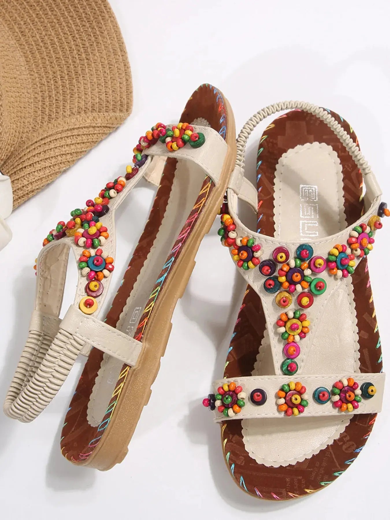 Beaded T-Strap Flat Sandals  Style Ratio
