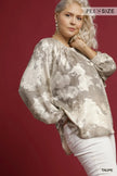 Umgee Full Size Metallic Fabric Blouse with Balloon Sleeves  Style Ratio