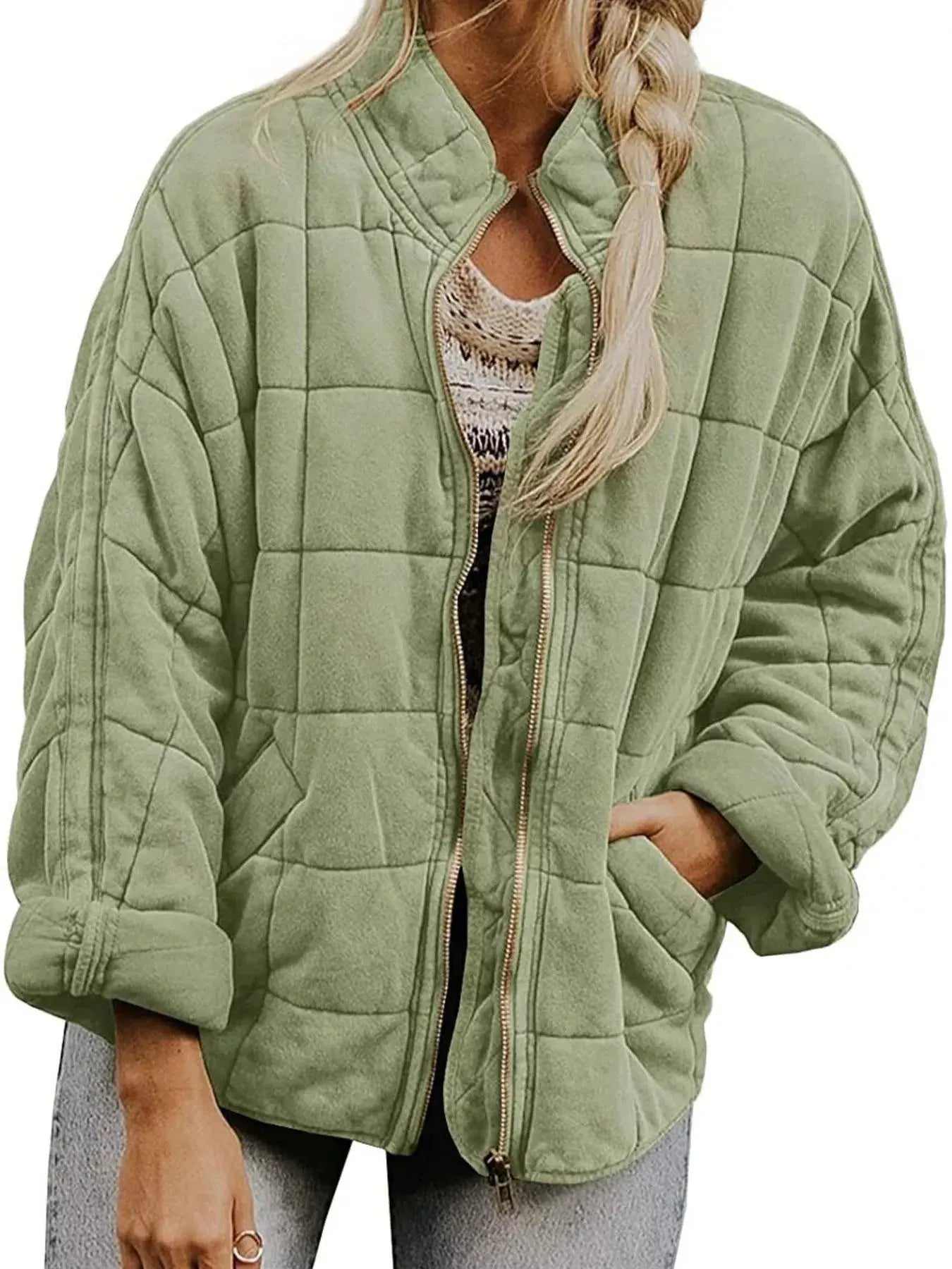 Quilted Zip Up Outerwear  Style Ratio