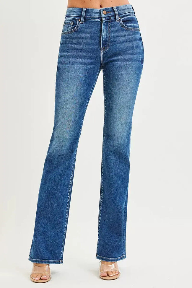 RISEN High Rise  Bootcut Jeans With Distressed Details  Style Ratio