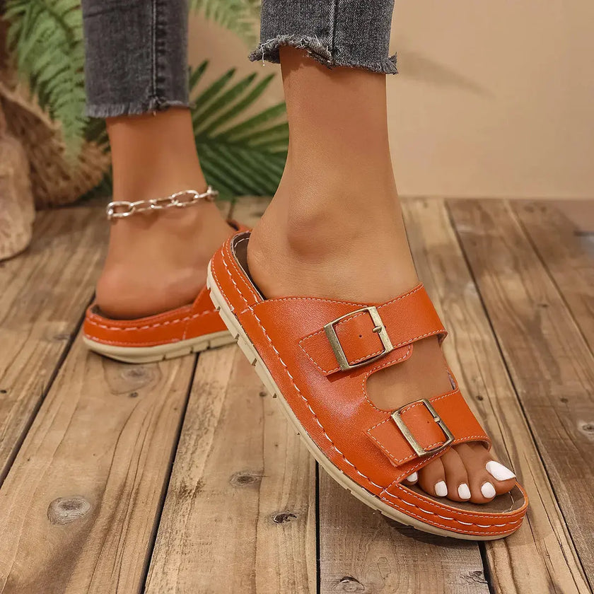 Double Buckle Platform Sandals  Style Ratio