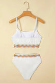 Textured Contrast Banding Bikini High Waist 2pcs Swimsuit  Style Ratio