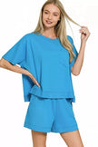 Zenana Exposed Seam Boxy Top & Shorts Loungewear  Style Ratio