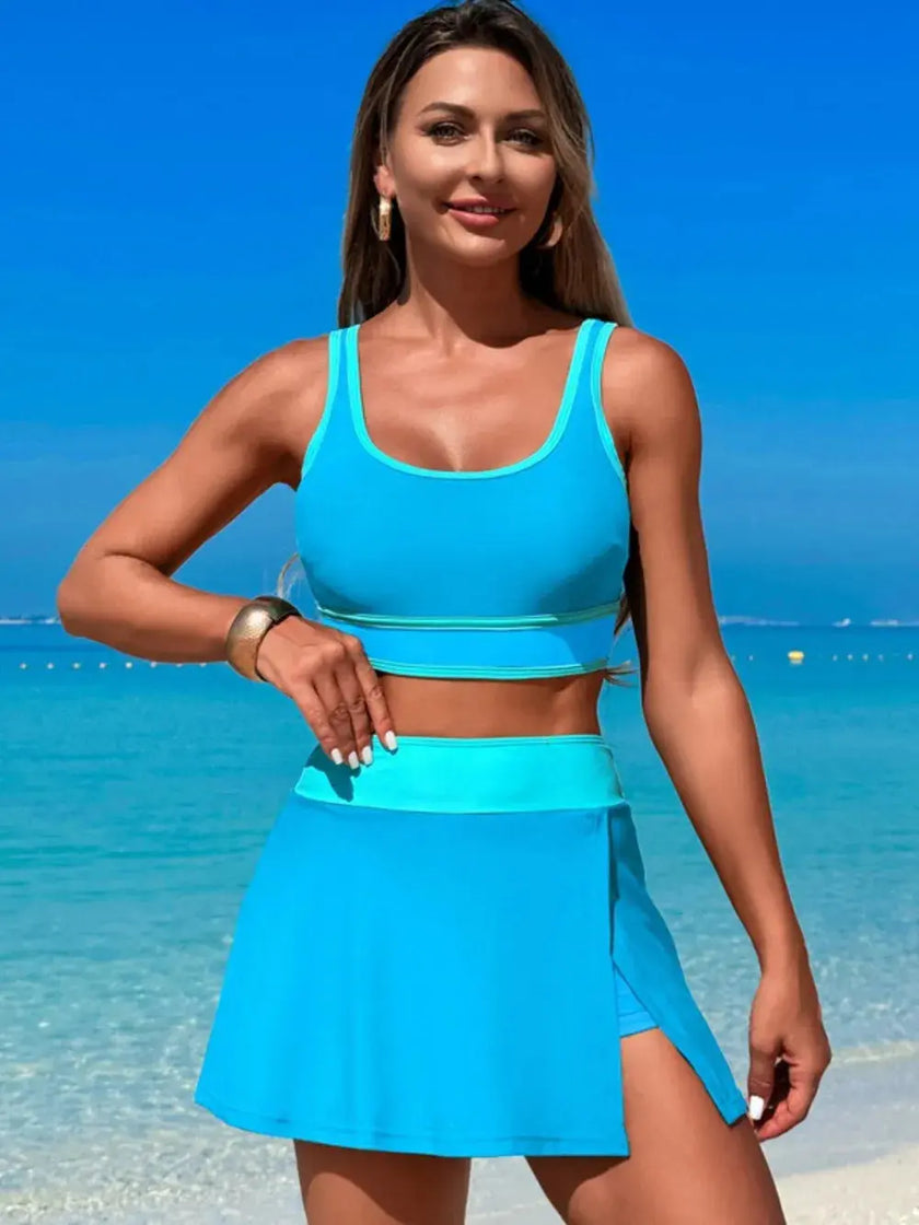 Scoop Neck Top and Skort Swim Set  Style Ratio